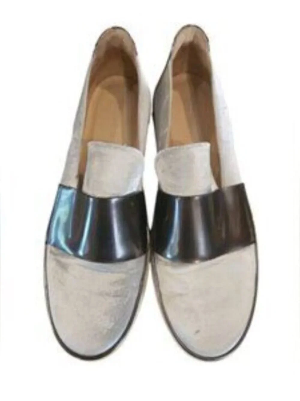 Stuart Weitzman Boyband in Argento SZ 9.5 Gray Velvet Gunmetal Band 1
